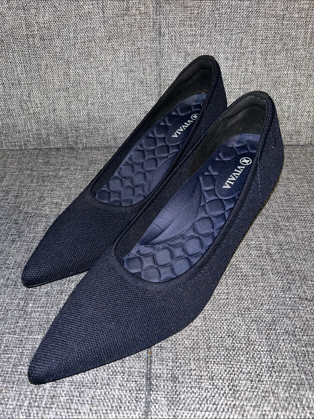 NEW - VIVAIA Women's Navy Pointed-Toe Stress Free Wedge Heel